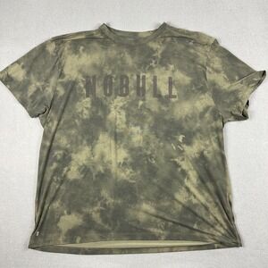 NOBULL Shirt Mens 3XL Olive Green Tie Dye‎ Athletic Graphic Crewneck Made USA